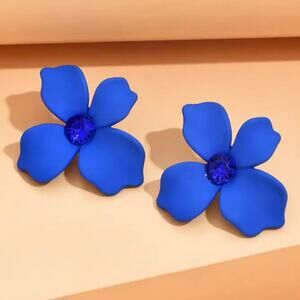 Royal Blue Flower Stud Earrings